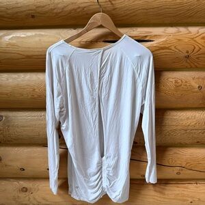 Lululemon Deep Stretch Long Sleeve Cinch Top in White.